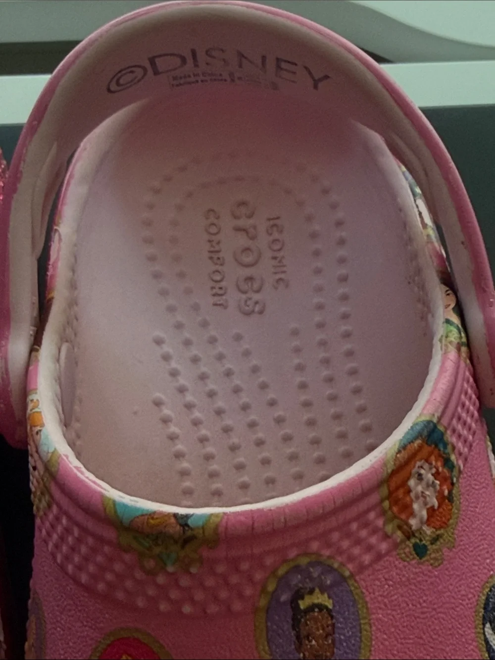 Disney Pink Kids Water Clogs with Princess Portraits